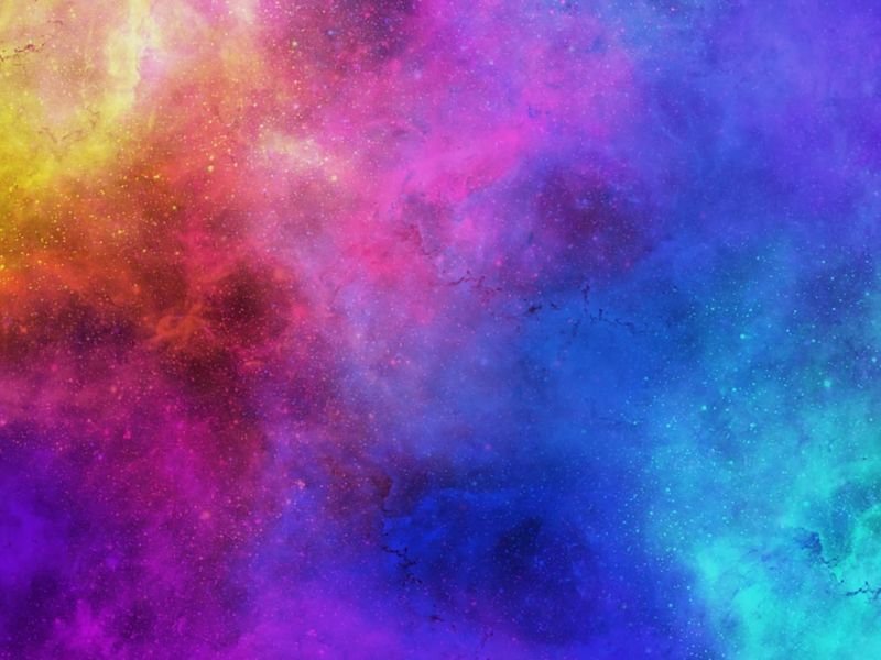 Nuvem cósmica colorida atravessando todo o espectro visível