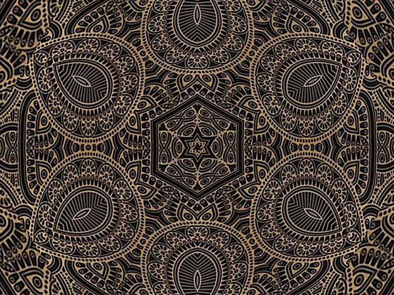 Mandala geométrica dourada e preta